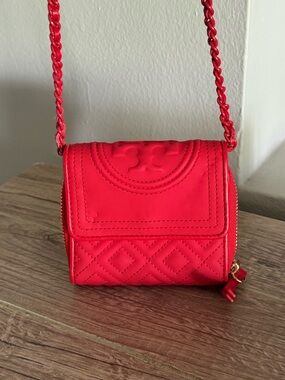 Tory Burch Bright Red Quilted Mini Crossbody